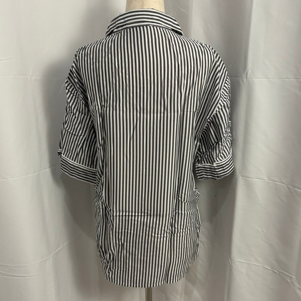 NWT Ettitude Sateen Short Sleeve PJ Shirt - Slate Stripes - Picture 2 of 6